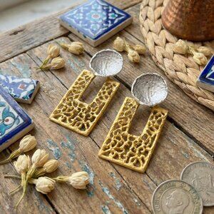 18K Gold Plated Exclusive Artisan Turkish Statement Earrings ✨ Bold & Elegant